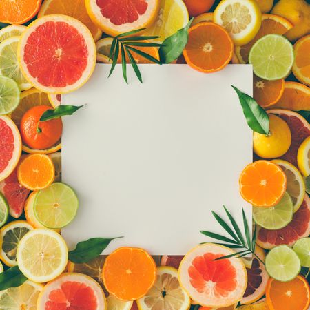Citrus fruits with paper card
