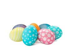 Different decorative Easter eggs isolated on plain background. Festive tradition