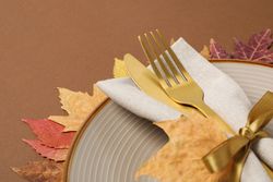 Fall season, autumn time, table setting for fall season