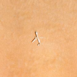 Airplane partially submerged in sand