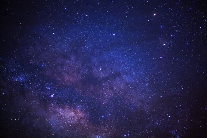 Close-up of Milky Way Galaxy, Long exposure photograph, with grain