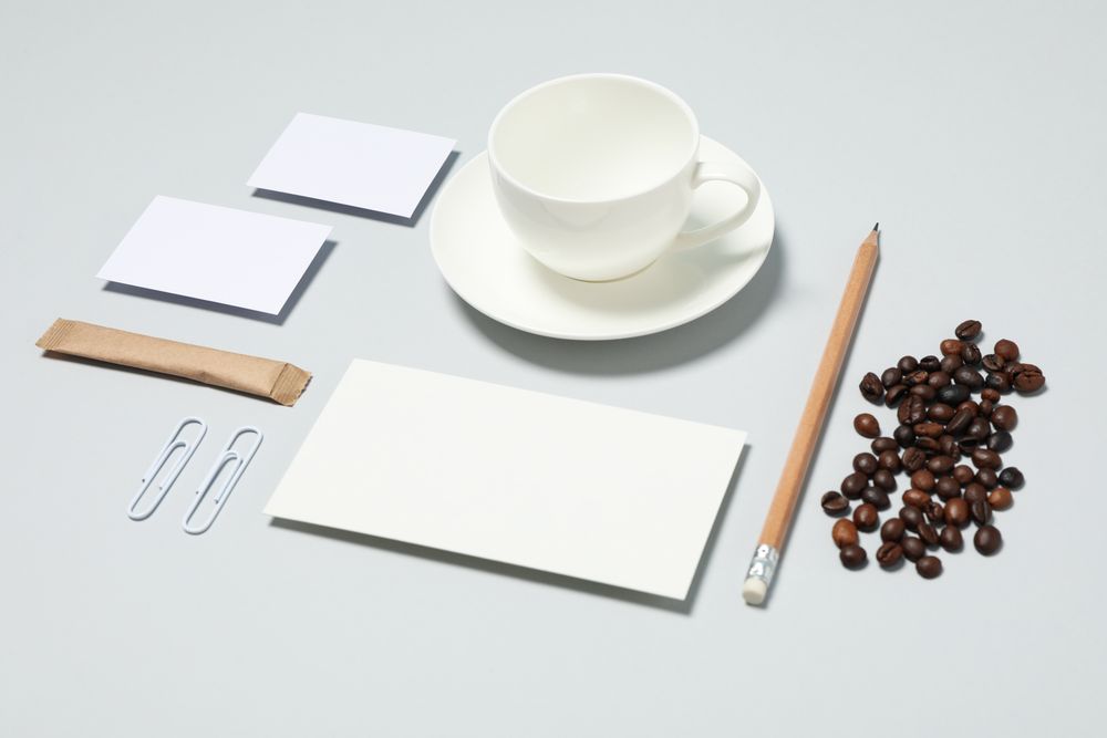 Mockup business brand template on light gray background, space for text