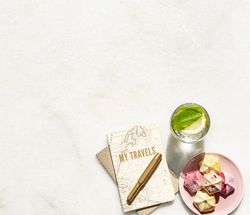 Summer office flatlay with notebooks