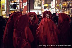Japan - Tokyo, Shibuya Japan - November 29th, 2019: Women of Red Rebel Brigade in Tokyo bGRXl4