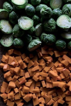 Braised brussels sprouts and pumpkin with quinoa