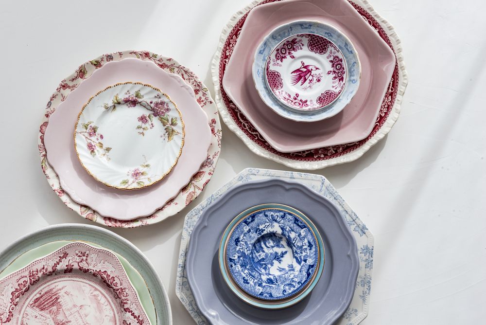 Selection of vintage colourful pates