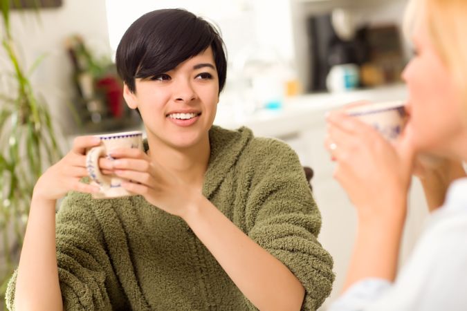 Young Woman Socializing with Friend