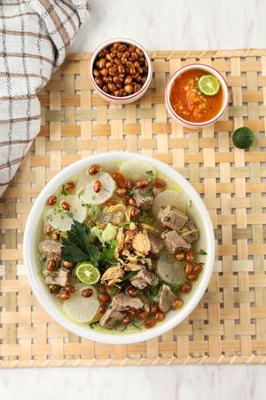 Top View Soto Bandung, West Java Clear Soup