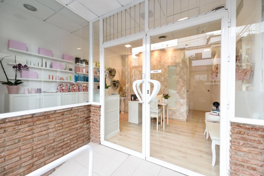 Glass door to nail salon