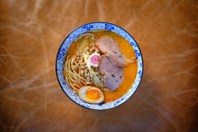 Appetizing Asian soup with noodles and meat
