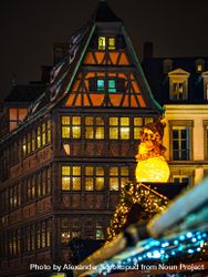 Snowman Christmas decorations in the streets of Strasbourg, France 47avB0