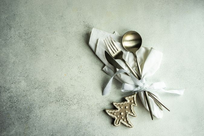 Cutlery in elegant Christmas decor