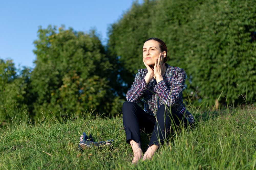 Female manager resting in park