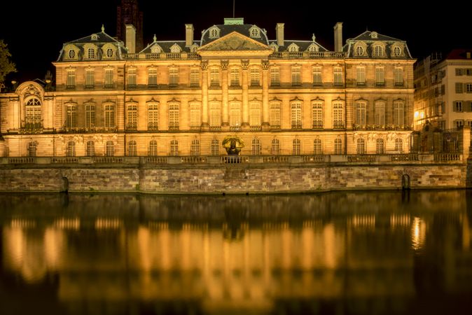 Rohan Palace from Strasbourg and its water reflection