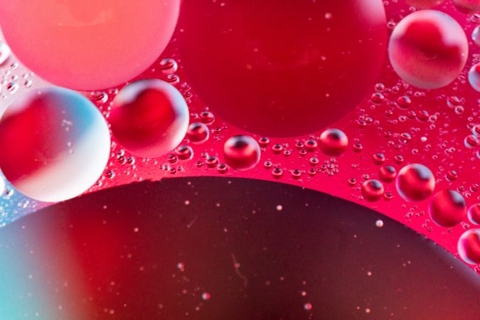 Abstract blue and red water bubbles