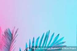 Tropical and palm leaves in vibrant bold gradient holographic colors 0ygoj4