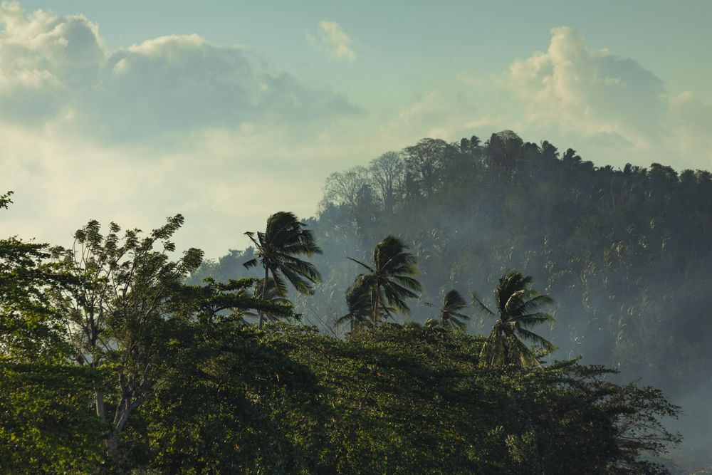 Clouds and sunset over the rainforests of Tangkoko National Park, North Sulawesi, Indonesia