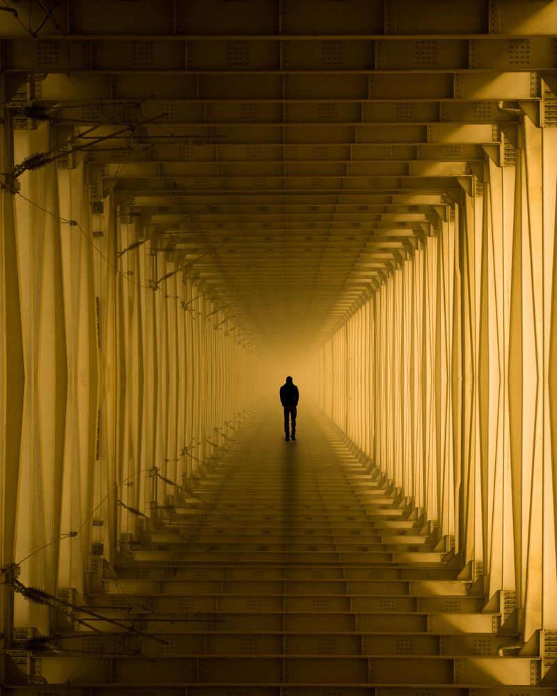 Silhouette of man in hallway