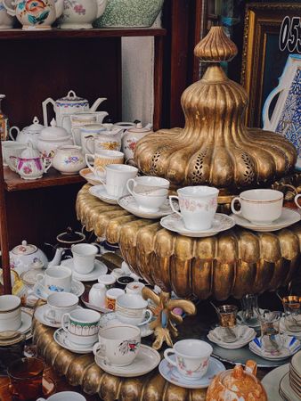 Tea cups for sale on display