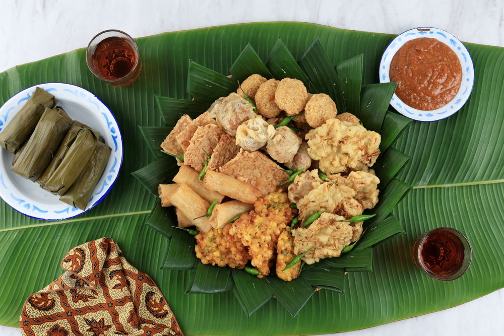 Top View Various Gorengan for Takjil Breaking the Fast