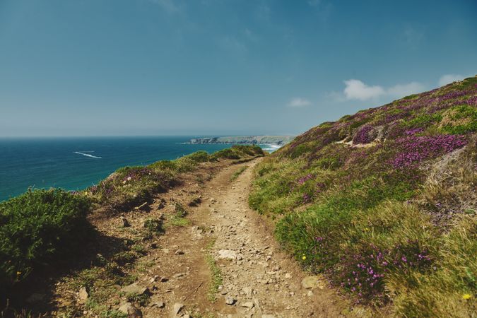 Rocky trail with beautiful view over the sea