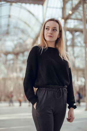elegant woman walking in Crystal Palace