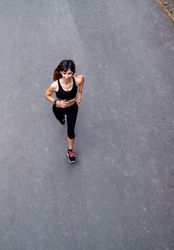 Aerial view of female runner