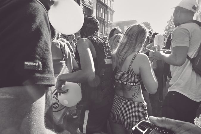 London, England, United Kingdom - August 25th, 2019: Backs of crowd at Notting Hill Carnival, London