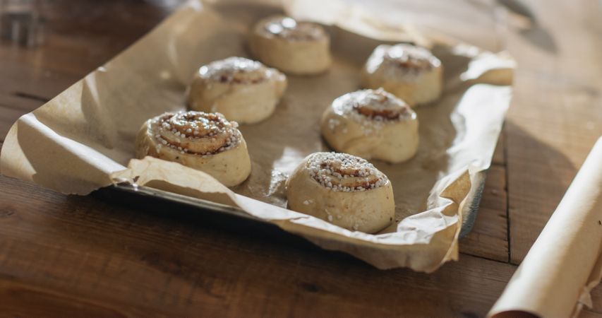 Close Up Making Of Cinnamon Buns to Share with Family and Friends for Christmas.