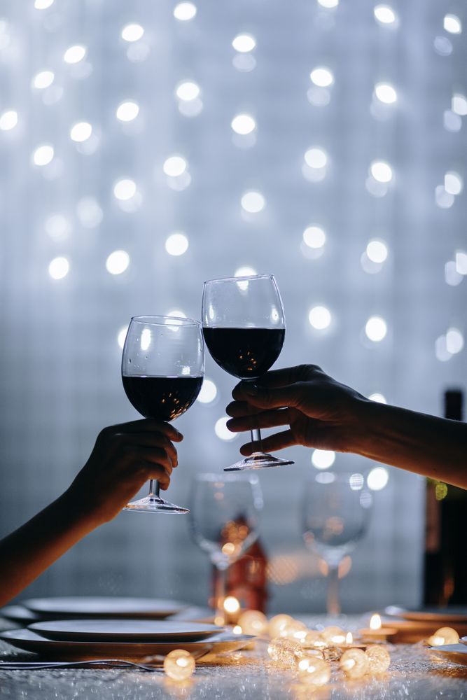 Romantic toast with wine