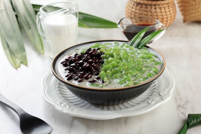 Malaysian Desserts Called Cendol. Cendol is Made From Crushed Ice Cubes, Red Bean.
