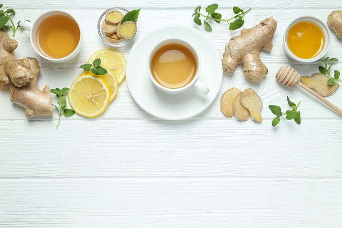 Cold treatment, healthcare concept - tea with ginger