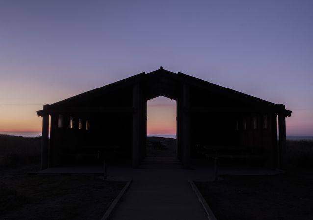 Wooden barn at dusk