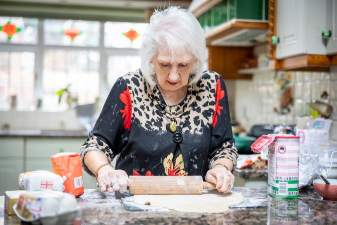 Woman baking in kitchen