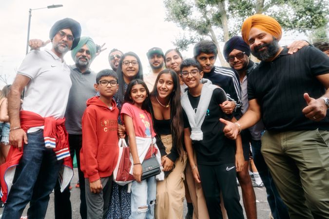 London, England, United Kingdom - August 28, 2022: Sikh family at Notting Hill Carnival