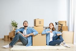 Concept of move with a happy young couple