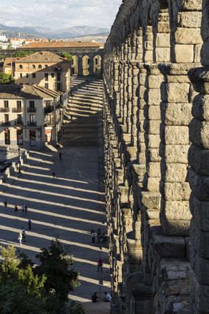 View of the famous Aqueduct of Segovia