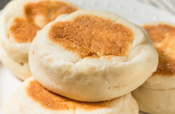 Homemade English Muffins on a Plate