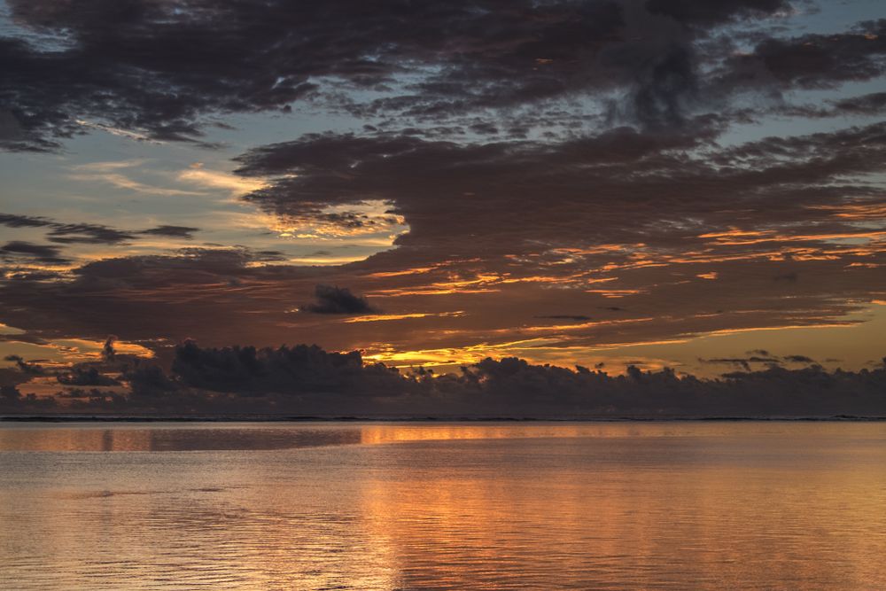 Beautiful colorful sky reflected in the Indian Ocean