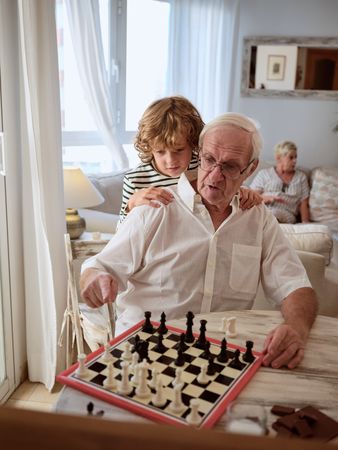 Grandson spending time with grandparents on day off
