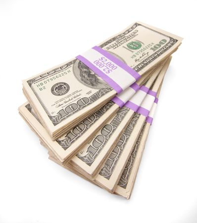 Ten Thousand Dollars in Stacks of One Hundred Dollar Bills
