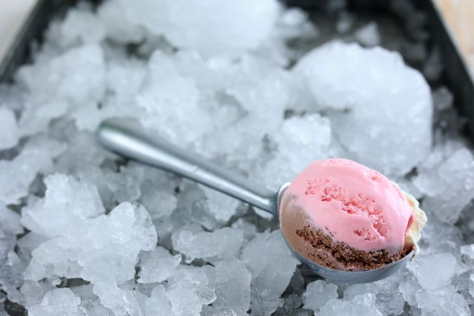 Close Up A Scoop of Neapolitan Ice Cream