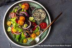 Organic vegetable salad with sesame seeds 0WOOMy