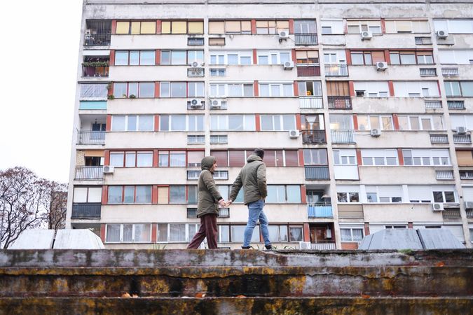 A couple walking on Valentines Day