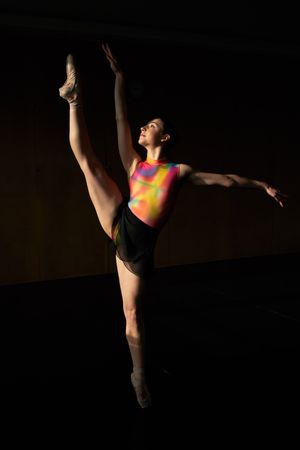 Warm-up and rehearsal of a professional ballet dancer