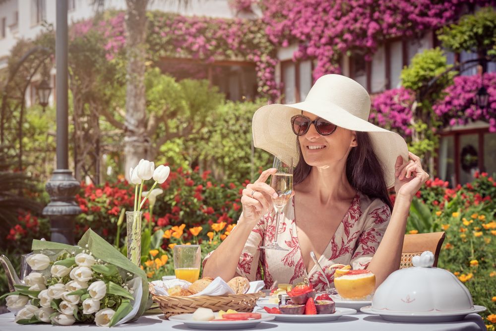 Woman Relaxing and Having Champagne