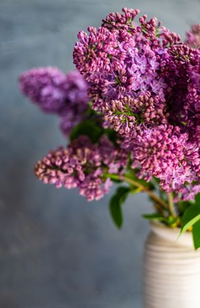 Minimalistic home interior decor with lilac flowers