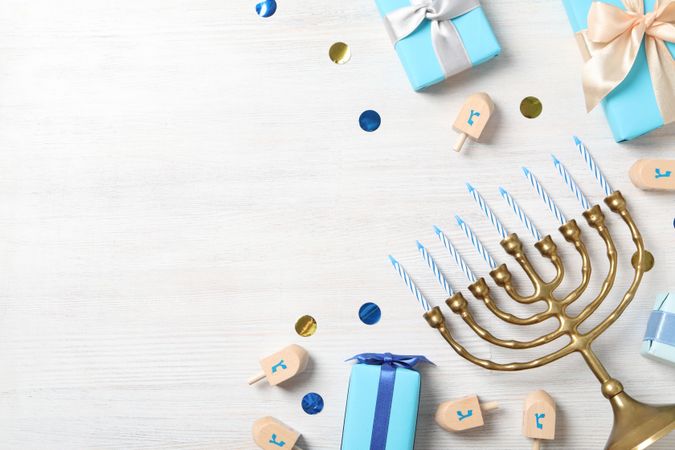 Concept of Jewish holiday, Hanukkah, space for text
