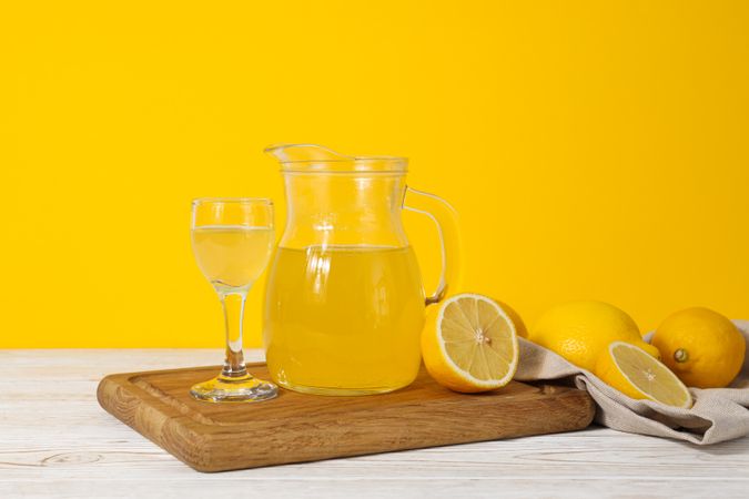 Concept of fresh summer drink - Limoncello cocktail