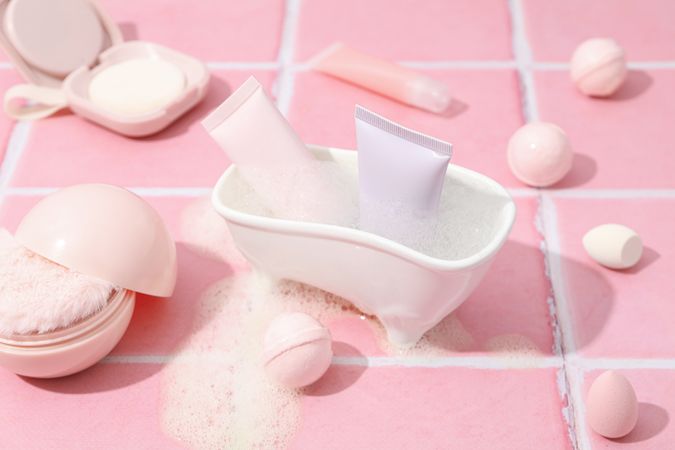 Concept of cosmetic and beauty care accessories